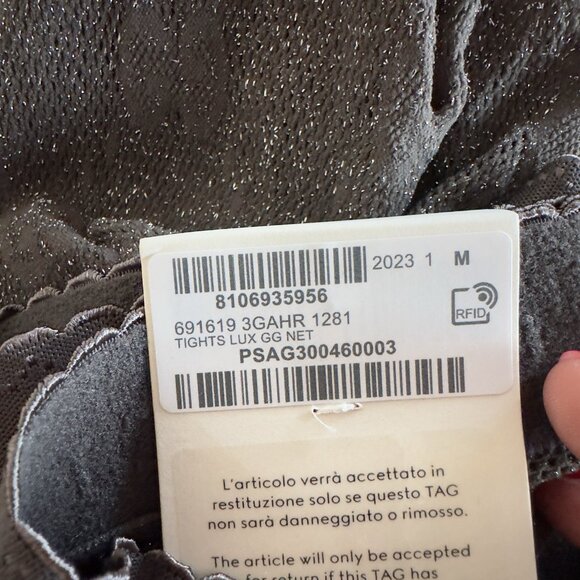 NWT Gucci Knit GG Logo Net Tights in Grey Graphite Shimmer Sz M - Picture 7 of 8